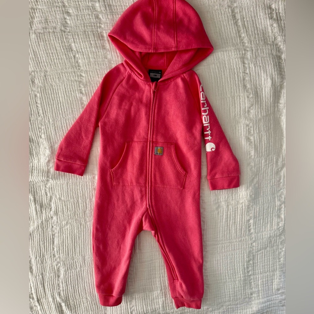 Carhartt Kids Bright Pink Hooded One-Piece Coverall